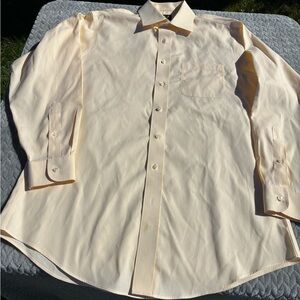 Jos. A. Bank Light Butter Yellow Pinstripe Shirt size 16 1/2-34 Tailored Fit